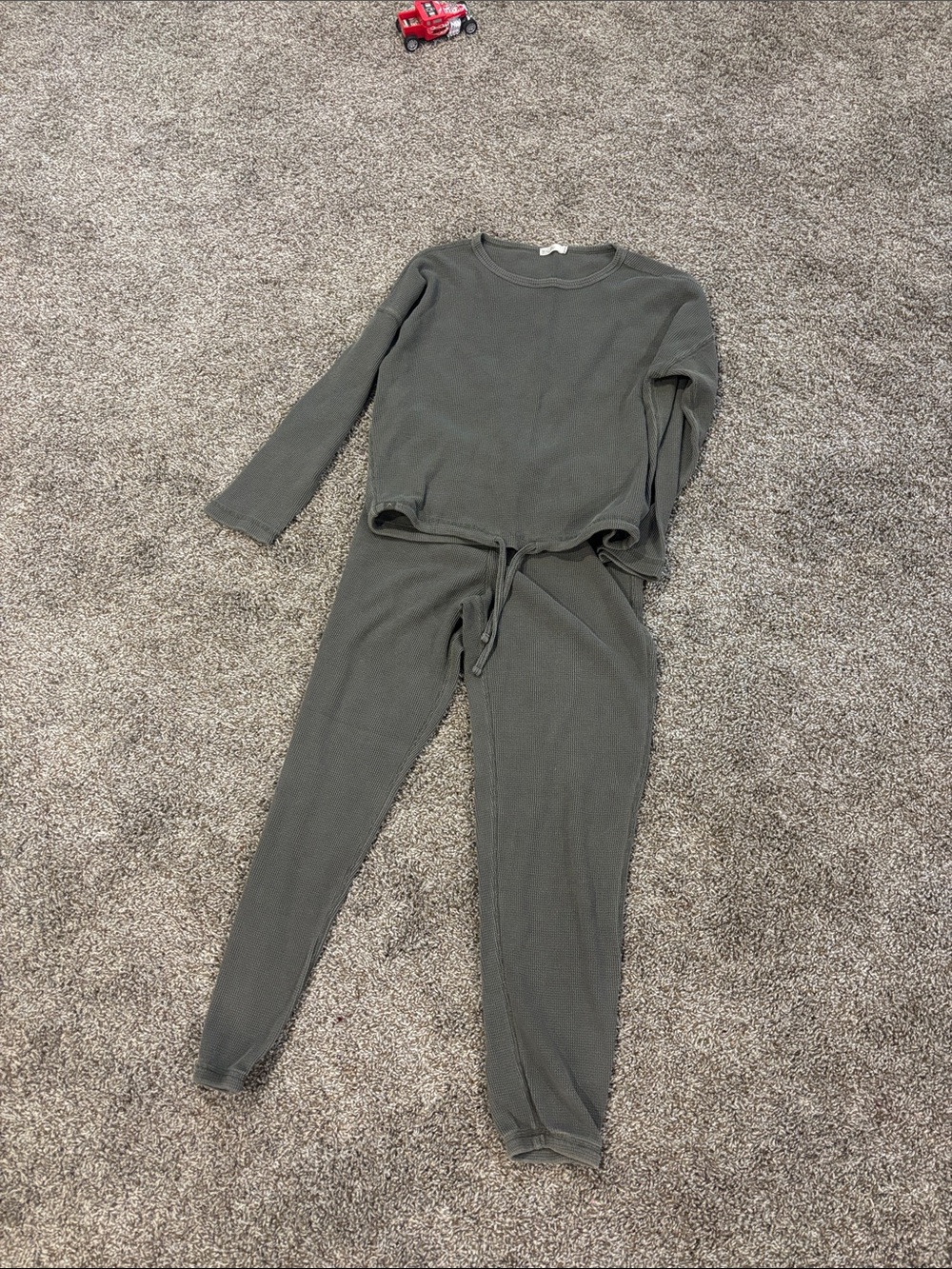Barefoot Dreams Olive Green Ribbed Loungewear Set